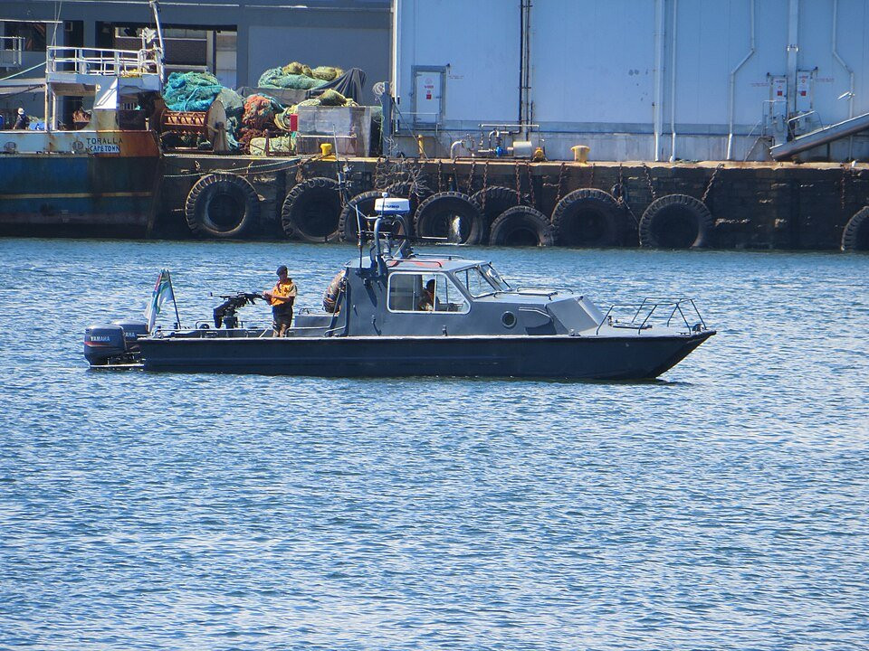 South African harbour patrol boat, illustrating maritime surveillance and port security.